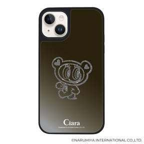 iPhone14/13 ミラーバンパー ミラー付きケース エンジェルブルー グリッター ブラック