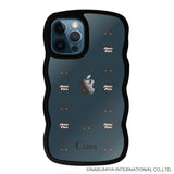iPhone12ProMax ウェーブフレーム クリアケース メゾピアノ ハートパターン ブラック