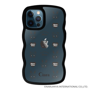 iPhone12ProMax ウェーブフレーム クリアケース メゾピアノ ハートパターン ブラック