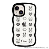 iPhone14/13 ウェーブフレーム クリアケース メゾピアノ ハートパターン ブラック
