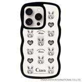 iPhone15ProMax ウェーブフレーム クリアケース メゾピアノ ハートパターン ブラック