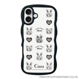 iPhone16 ウェーブフレーム クリアケース メゾピアノ ハートパターン ブラック