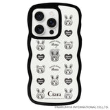 iPhone16ProMax ウェーブフレーム クリアケース メゾピアノ ハートパターン ブラック