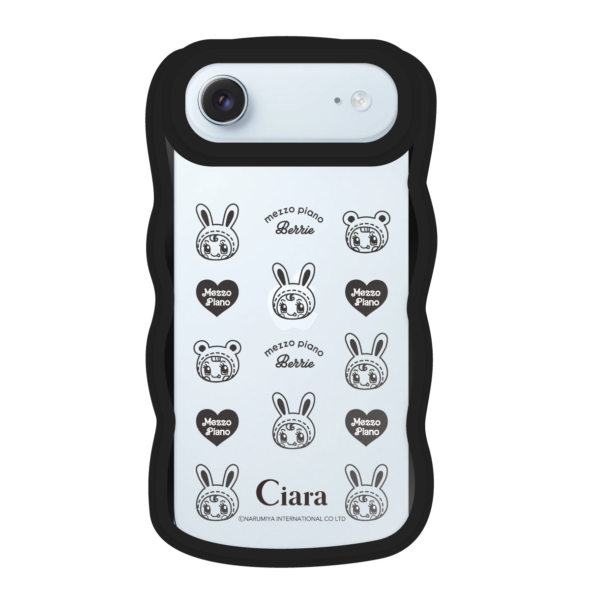 iPhoneAir ウェーブフレーム クリアケース メゾピアノ ハートパターン ブラック