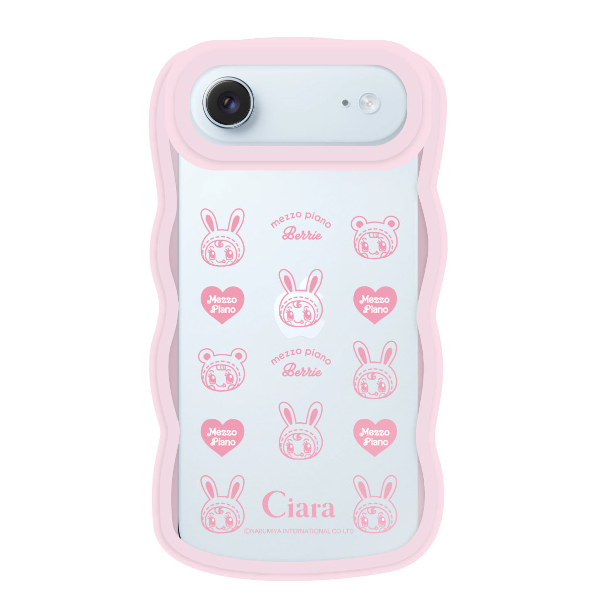 iPhoneAir ウェーブフレーム クリアケース メゾピアノ ハートパターン ピンク