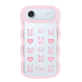 iPhoneAir ウェーブフレーム クリアケース メゾピアノ ハートパターン ピンク