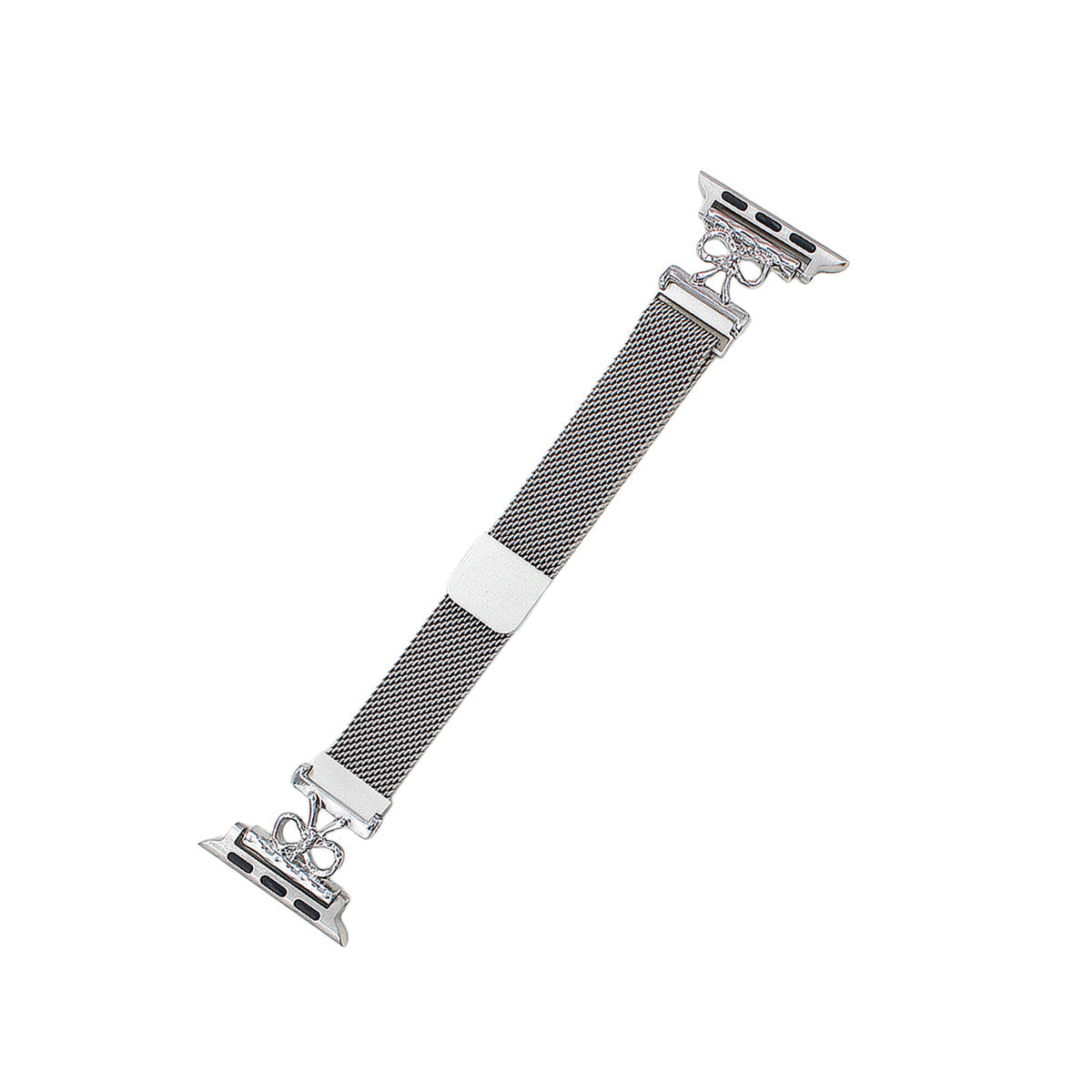 42mm/44mm/45mm/46mm/49mm リボンモチーフミラネーゼループアップルウォッチバンド シルバー