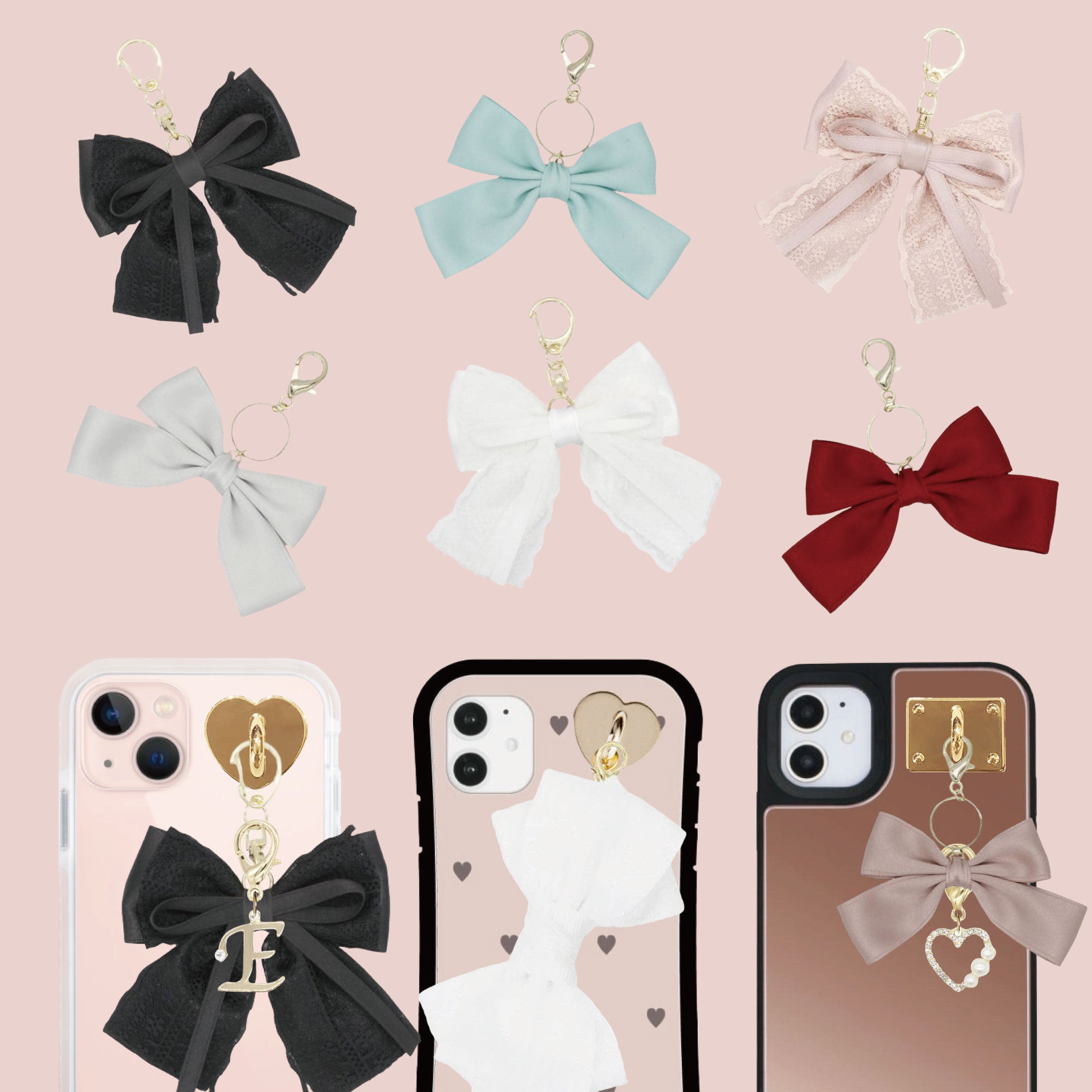 キャッツアイのリボンチャームと蝶々のパールチャーム♪マスクチャーム