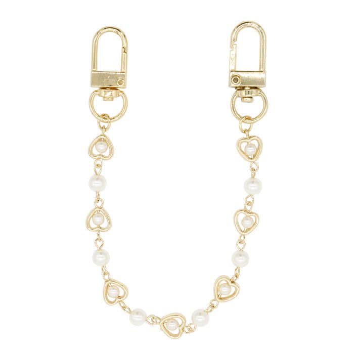 ストラップ ショートハートパールチェーンストラップ