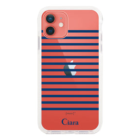 iPhoneケース クッションバンパー 耐衝撃クリアケース ボーダー