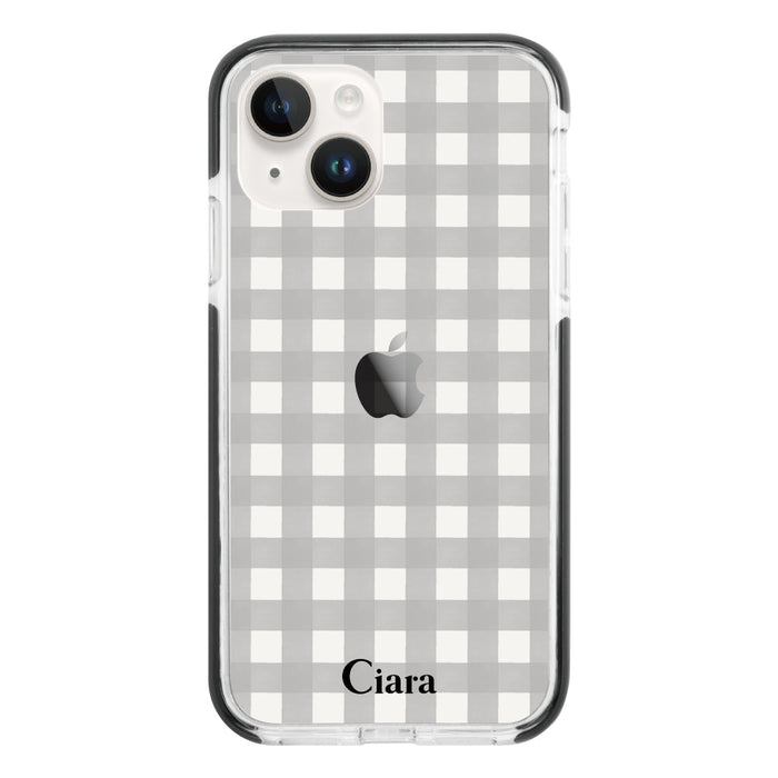 iPhoneケース クッションバンパー 耐衝撃クリアケース ギンガム