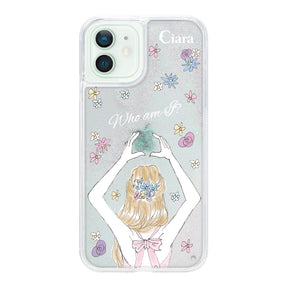 iPhone12mini グリッター オイルクリアケース バックショット ピンク