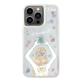 iPhone13Pro グリッター オイルクリアケース バックショット イエロー