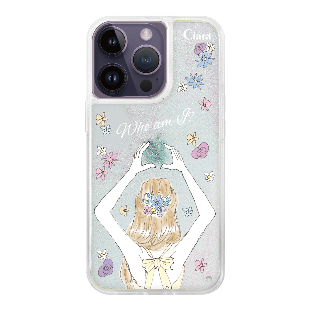 iPhone14ProMax グリッター オイルクリアケース バックショット イエロー