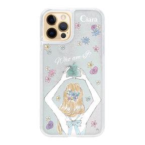 iPhone11Pro グリッター オイルクリアケース バックショット ブルー