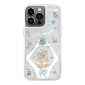 iPhone13Pro グリッター オイルクリアケース バックショット ブルー