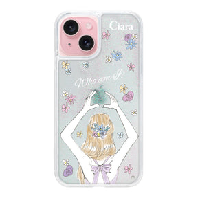 iPhone15 グリッター オイルクリアケース バックショット パープル