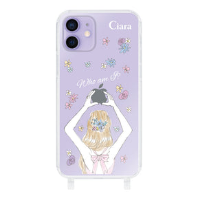 iPhone12/12Proケース ストラップクリアケース バックショット ピンク