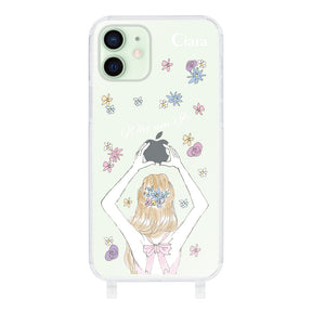 iPhone12miniケース ストラップクリアケース バックショット ピンク