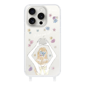 iPhone15ProMaxケース ストラップクリアケース バックショット イエロー