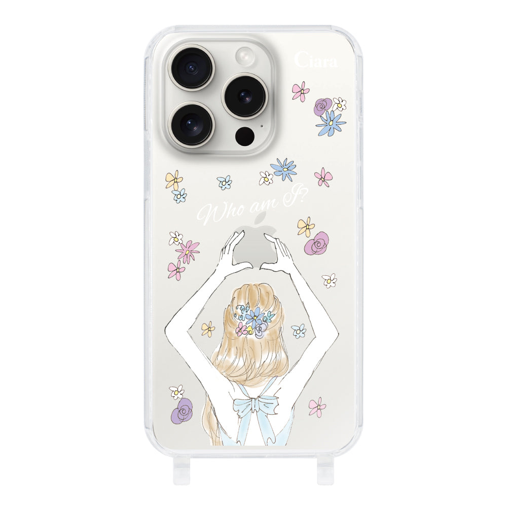 iPhone15ProMaxケース ストラップクリアケース バックショット ブルー