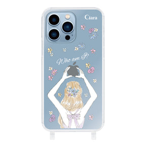 iPhone13ProMaxケース ストラップクリアケース バックショット パープル