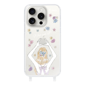 iPhone15ProMaxケース ストラップクリアケース バックショット パープル