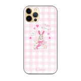 iPhone11Pro ガラス 強化ガラスケース バニーガール ピンクチェック