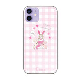 iPhone12/12Pro ガラス 強化ガラスケース バニーガール ピンクチェック