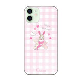 iPhone12mini ガラス 強化ガラスケース バニーガール ピンクチェック