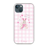 iPhone13mini ガラス 強化ガラスケース バニーガール ピンクチェック