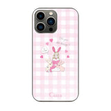 iPhone13Pro ガラス 強化ガラスケース バニーガール ピンクチェック