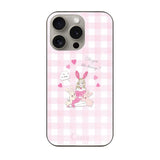 iPhone15Pro ガラス 強化ガラスケース バニーガール ピンクチェック