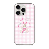iPhone15ProMax ガラス 強化ガラスケース バニーガール ピンクチェック