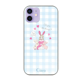 iPhone12/12Pro ガラス 強化ガラスケース バニーガール ブルーチェック