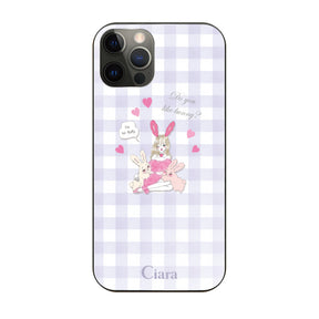 iPhoneX/XS ガラス 強化ガラスケース バニーガール パープルチェック