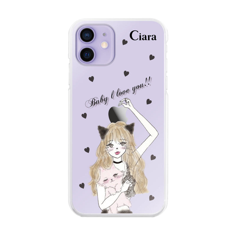 iPhoneケース ハイブリッド クリアケース ブラックキャットガール