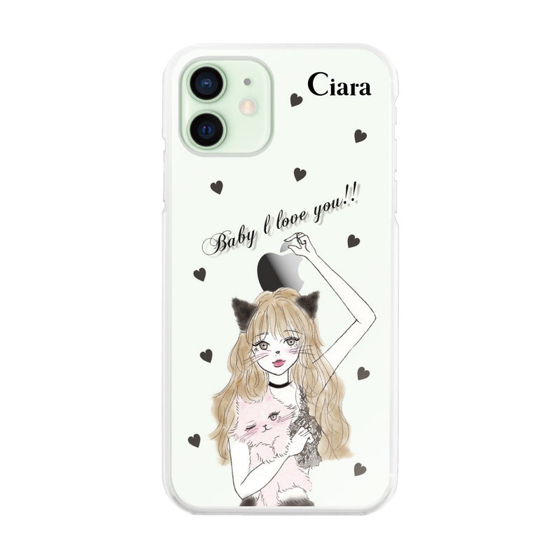 iPhoneケース ハイブリッド クリアケース ブラックキャットガール