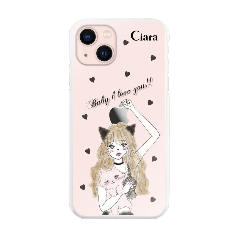 iPhoneケース ハイブリッド クリアケース ブラックキャットガール