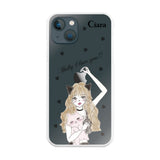 iPhone13mini ハイブリッド クリアケース ブラックキャットガール クリア