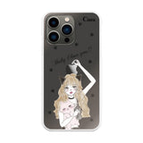 iPhone13Pro ハイブリッド クリアケース ブラックキャットガール クリア
