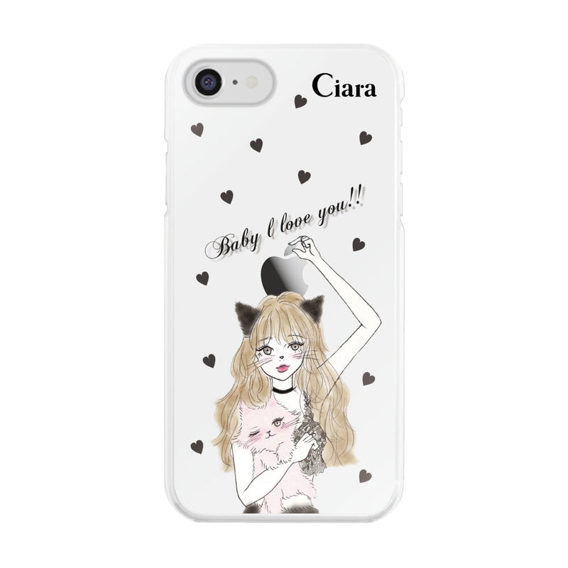 iPhoneケース ハイブリッド クリアケース ブラックキャットガール