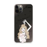 iPhoneX/XS ハイブリッド クリアケース ブラックキャットガール クリア