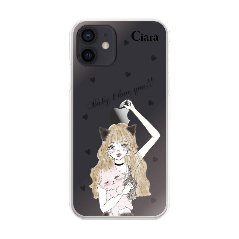 iPhoneケース ハイブリッド クリアケース ブラックキャットガール
