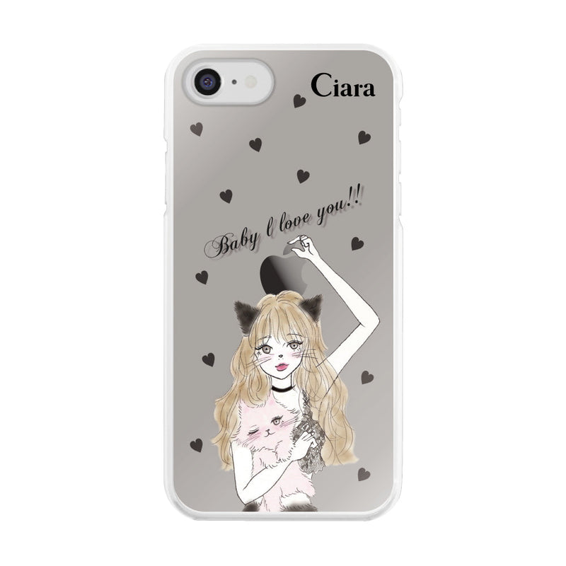 iPhoneケース ハイブリッド クリアケース ブラックキャットガール