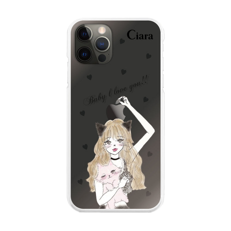 iPhoneケース ハイブリッド クリアケース ブラックキャットガール