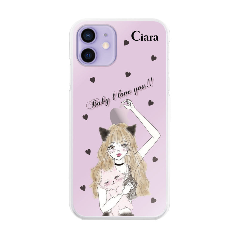 iPhoneケース ハイブリッド クリアケース ブラックキャットガール