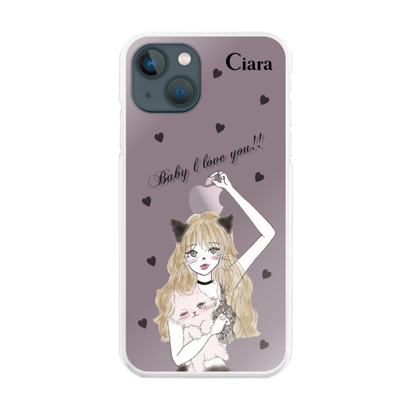 iPhoneケース ハイブリッド クリアケース ブラックキャットガール