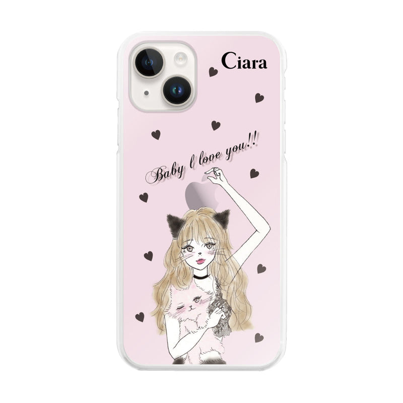 iPhoneケース ハイブリッド クリアケース ブラックキャットガール