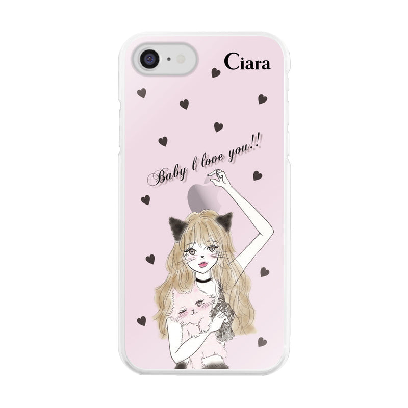 iPhoneケース ハイブリッド クリアケース ブラックキャットガール